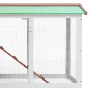 Großer Kaninchenstall Braun und Weiß 145x45x84 cm Holz