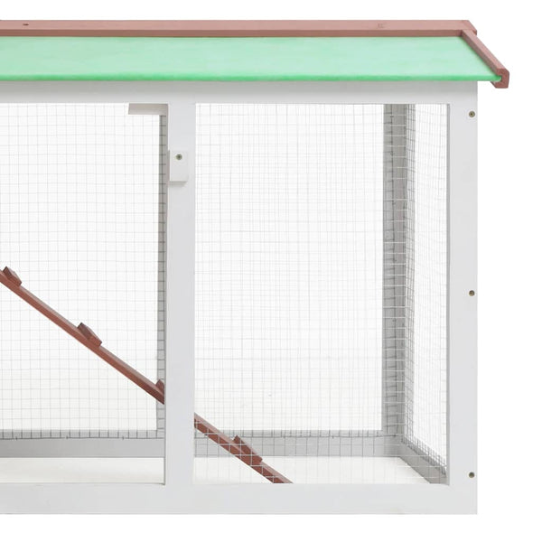 Großer Kaninchenstall Braun und Weiß 145x45x84 cm Holz