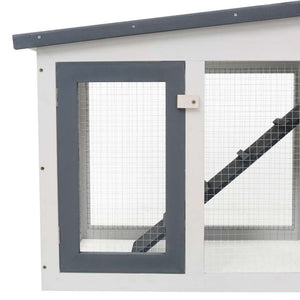 Großer Kaninchenstall Grau und Weiß 201x45x85 cm Holz