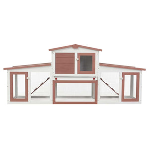 Großer Kaninchenstall Braun und Weiß 201x45x85 cm Holz