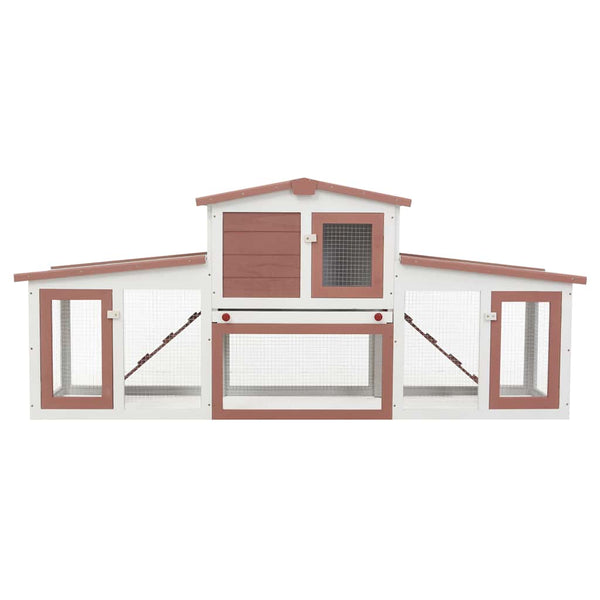 Großer Kaninchenstall Braun und Weiß 201x45x85 cm Holz