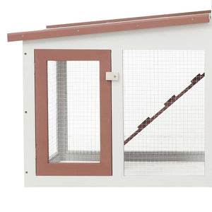 Großer Kaninchenstall Braun und Weiß 201x45x85 cm Holz