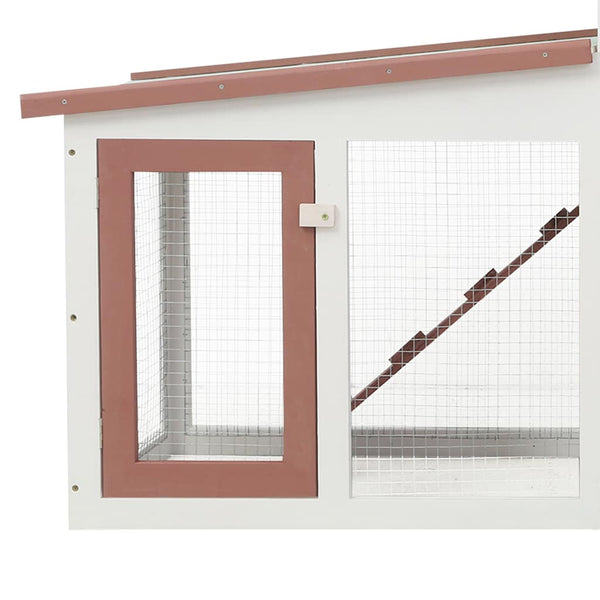 Großer Kaninchenstall Braun und Weiß 201x45x85 cm Holz