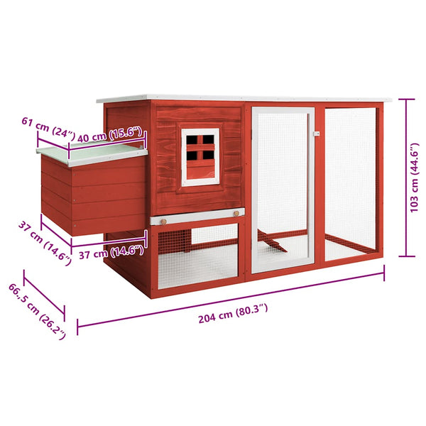 Garten-Hühnerstall mit 1 Legenest Rot Holz