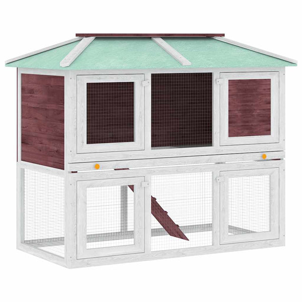 Kleintier-/Kaninchenstall 2 Etagen Braun Holz