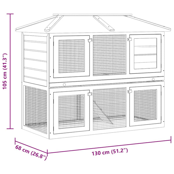 Kleintier-/Kaninchenstall 2 Etagen Braun Holz