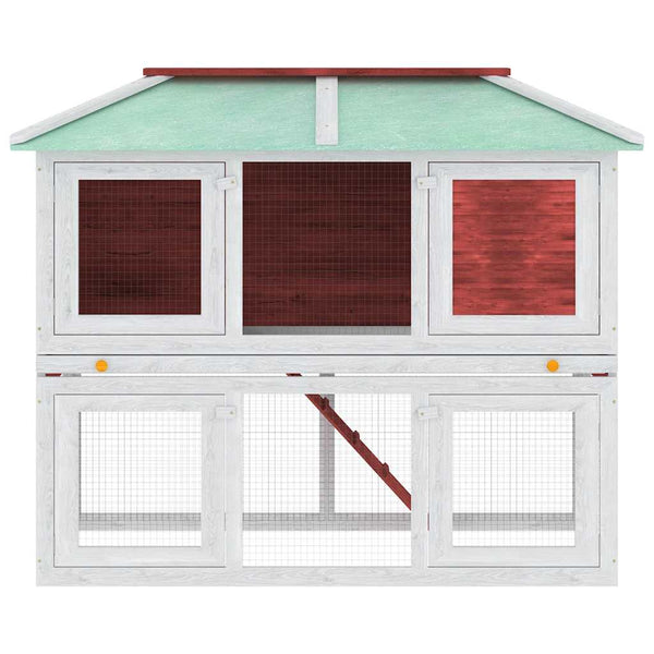 Kleintier-/Kaninchenstall 2 Etagen Rot Holz
