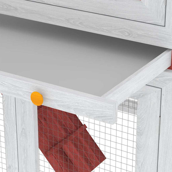 Kleintier-/Kaninchenstall 2 Etagen Rot Holz