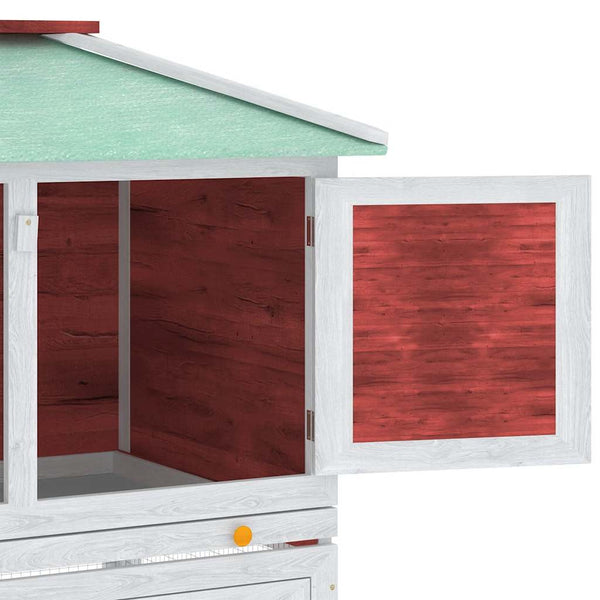 Kleintier-/Kaninchenstall 2 Etagen Rot Holz