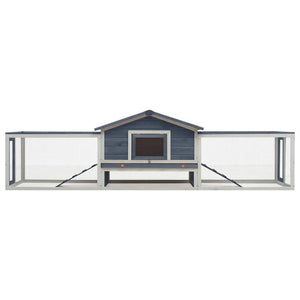 Kaninchenstall Grau 310x70x87 cm Kiefer & Tanne Massivholz