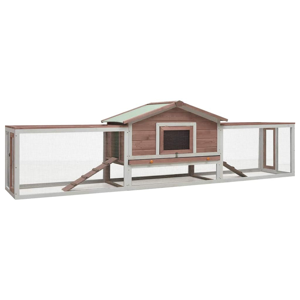 Kaninchenstall Mokka 310x70x87 cm Kiefer & Tanne Massivholz