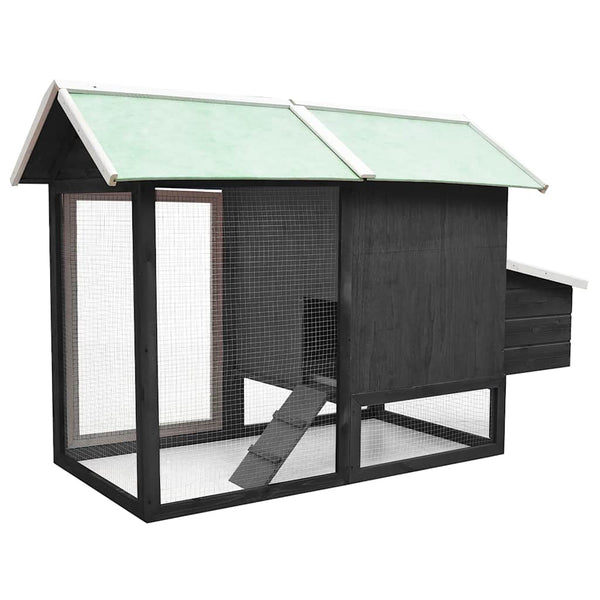 Hühnerkäfig Grau 170x81x110 cm Massivholz Kiefer & Tanne