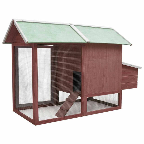 Hühnerkäfig Mokka 170x81x110 cm Massivholz Kiefer & Tanne