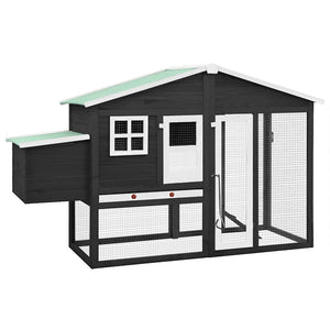 Hühnerstall mit Legenest Grau und Weiß Tanne Massivholz