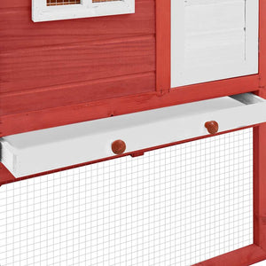 Hühnerstall mit Legekasten Rot und Weiß Tanne Massivholz