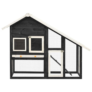 Kaninchenstall Grau und Weiß 140x63x120 cm Tanne Massivholz