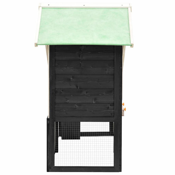 Kaninchenstall Grau und Weiß 140x63x120 cm Tanne Massivholz