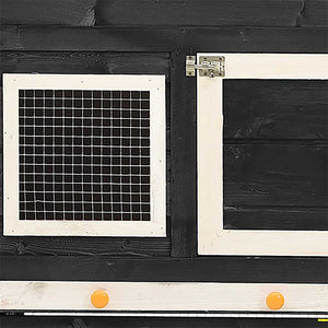 Kaninchenstall Grau und Weiß 140x63x120 cm Tanne Massivholz