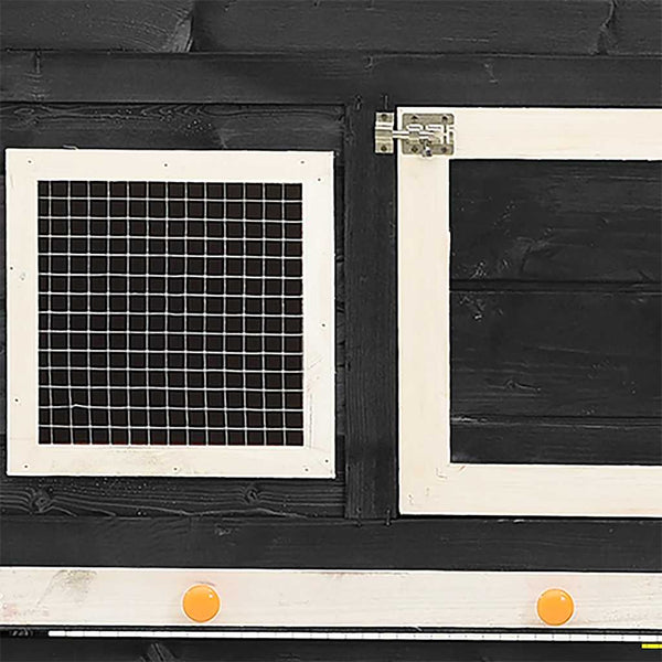 Kaninchenstall Grau und Weiß 140x63x120 cm Tanne Massivholz