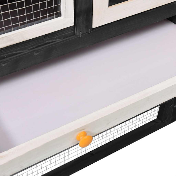Kaninchenstall Grau und Weiß 140x63x120 cm Tanne Massivholz