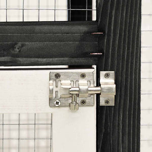 Kaninchenstall Grau und Weiß 140x63x120 cm Tanne Massivholz