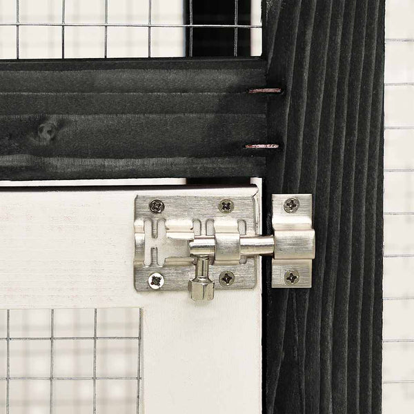 Kaninchenstall Grau und Weiß 140x63x120 cm Tanne Massivholz