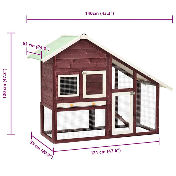vidaXL Clapier Moka et Blanc 140x63x120 cm Bois de sapin massif