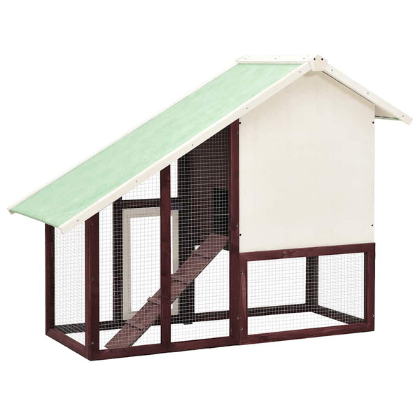 vidaXL Clapier Moka et Blanc 140x63x120 cm Bois de sapin massif