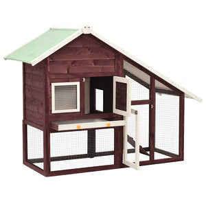 vidaXL Clapier Moka et Blanc 140x63x120 cm Bois de sapin massif