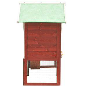 Kaninchenstall Rot und Weiß 140x63x120 cm Tanne Massivholz