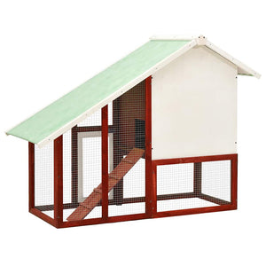 Kaninchenstall Rot und Weiß 140x63x120 cm Tanne Massivholz