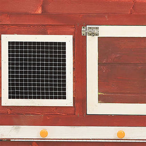 Kaninchenstall Rot und Weiß 140x63x120 cm Tanne Massivholz