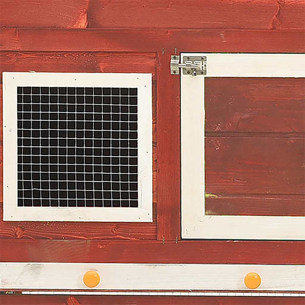 Kaninchenstall Rot und Weiß 140x63x120 cm Tanne Massivholz
