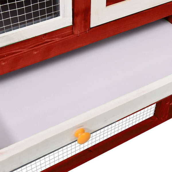 Kaninchenstall Rot und Weiß 140x63x120 cm Tanne Massivholz