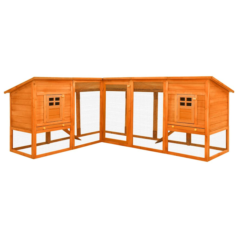 Kaninchenstall mit Freilauf Braun Tanne Massivholz