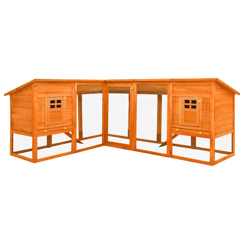 Kaninchenstall mit Freilauf Braun Tanne Massivholz