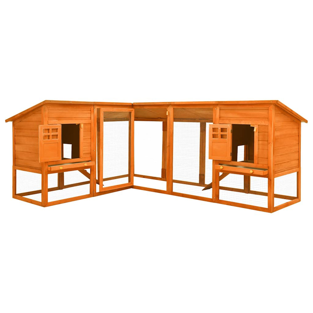 Kaninchenstall mit Freilauf Braun Tanne Massivholz