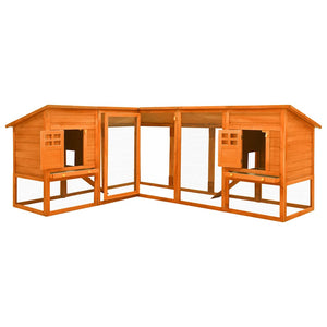 Kaninchenstall mit Freilauf Braun Tanne Massivholz