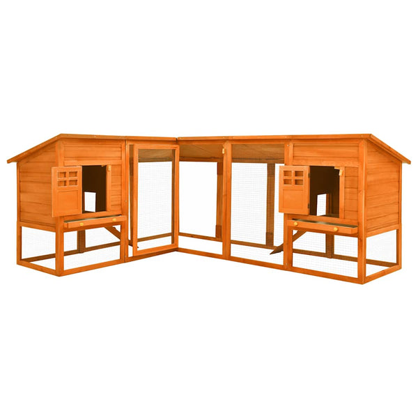 Kaninchenstall mit Freilauf Braun Tanne Massivholz