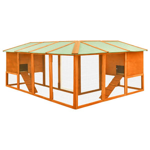 Kaninchenstall mit Freilauf Braun Tanne Massivholz