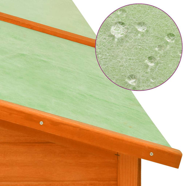 Kaninchenstall mit Freilauf Braun Tanne Massivholz