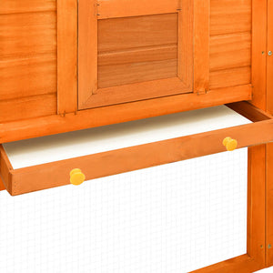 Kaninchenstall mit Freilauf Braun Tanne Massivholz