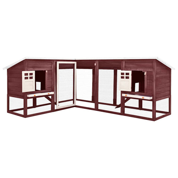 Kaninchenstall mit Freilauf Mocca und Weiß Tanne Massivholz