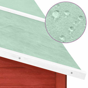 Kaninchenstall mit Freilauf Rot und Weiß Tanne Massivholz