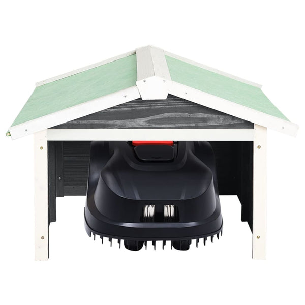Roboter-Rasenmäher Garage 72x87x50 cm Grau Weiß Tannenholz