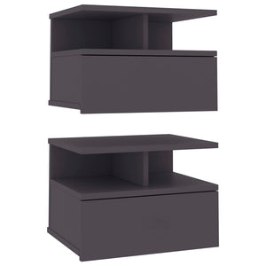 vidaXL Tables de chevet murales 2 pcs Gris 40x31x27 cm Bois d'ingénierie