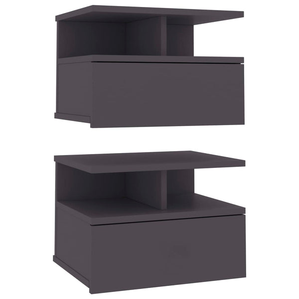 vidaXL Tables de chevet murales 2 pcs Gris 40x31x27 cm Bois d'ingénierie