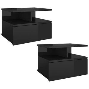 Hängende Nachttische Schwarz Hochglanz (2er-Set)