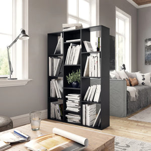 Schwarzes Raumteiler-Bücherregal 100x24x140 cm