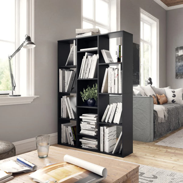 Schwarzes Raumteiler-Bücherregal 100x24x140 cm